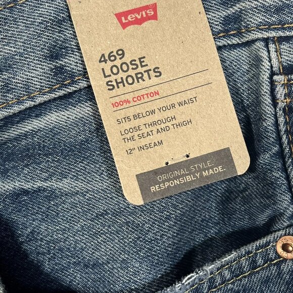 Levis 469 Men's Loose Fit Denim Shorts Size 34-36 Blue Medium Wash - Picture 4 of 10